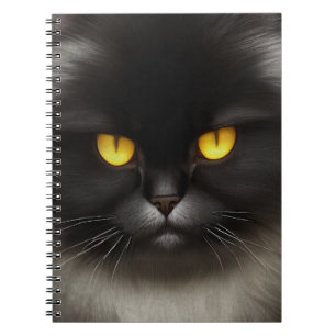 Caderno Espiral Engraçado Bravo Gato Persa Preto Fluffy