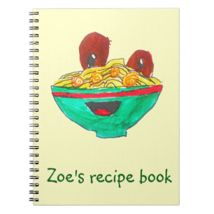 Caderno Espiral Engraçado cartoon spaghetti receitas receitas arte