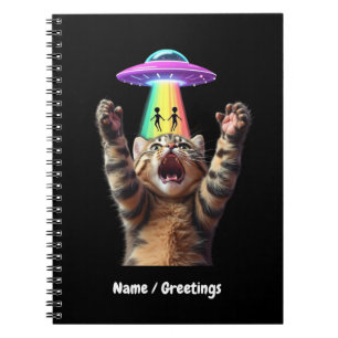 Caderno Espiral Engraçado Cat Selfie Alienígena OFO Hilariable Per