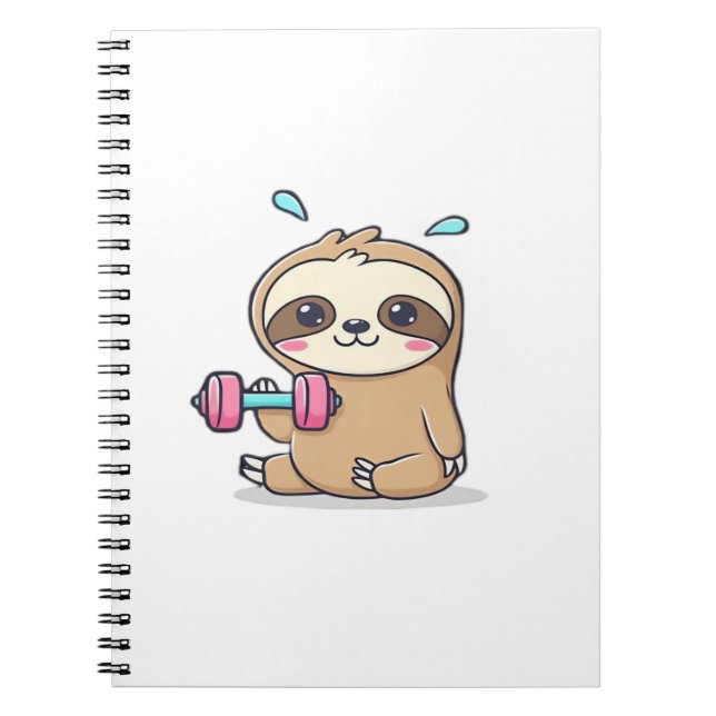 Caderno Espiral Engraçado Chibi Sloth Workout - Um Bom Cartoon Kaw (Frente)