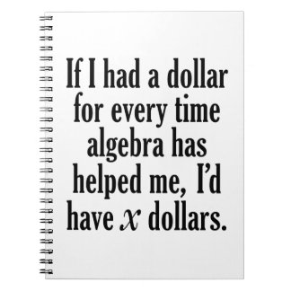 Caderno Espiral Engraçado Cota Matemática/Álgebra - Eu teria x dól