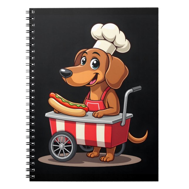 Caderno Espiral Engraçado Dachshund Cachorro Cachorro Sanduíche We (Frente)