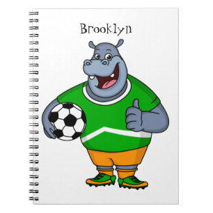 Caderno Espiral Engraçado desenho animado do jogador de futebol d