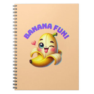 Caderno Espiral Engraçado Design de Winking Banana para diversão e