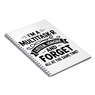 Caderno Espiral Engraçado Eu Sou uma Pessoa Multitarefa Dizendo Vi