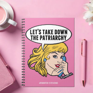 Caderno Espiral Engraçado Feminista Pop de Arte Anti-Patriarcado, 