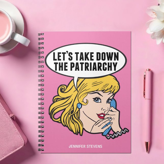 Caderno Espiral Engraçado Feminista Pop de Arte Anti-Patriarcado,  (Criador carregado)