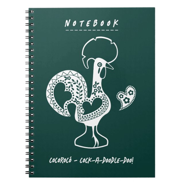 Caderno Espiral Engraçado Galo Moderno Português Silhout (Frente)