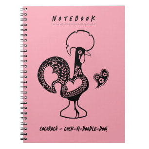 Caderno Espiral Engraçado Galo Moderno Português Silhout