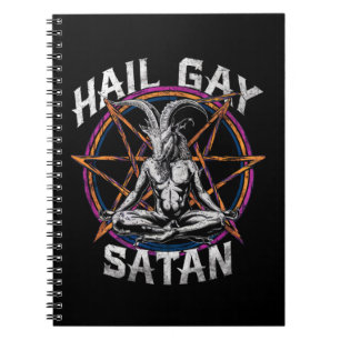 Caderno Espiral Engraçado Hail Gay Satan LGBT Goth Gay Orgulho Bap