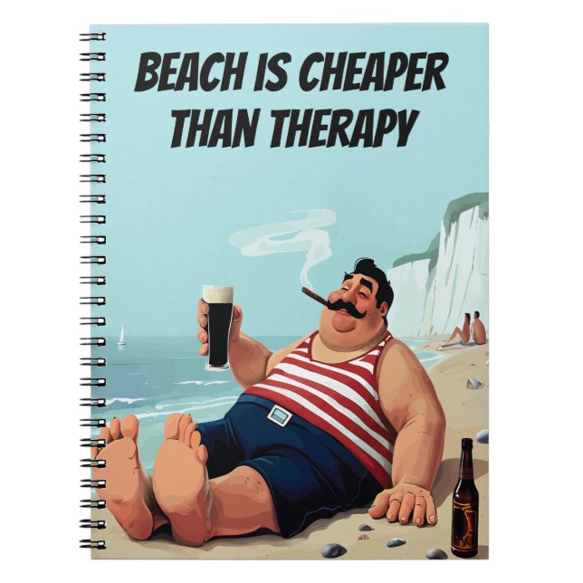 Caderno Espiral Engraçado, Homem com Cerveja. (Frente)