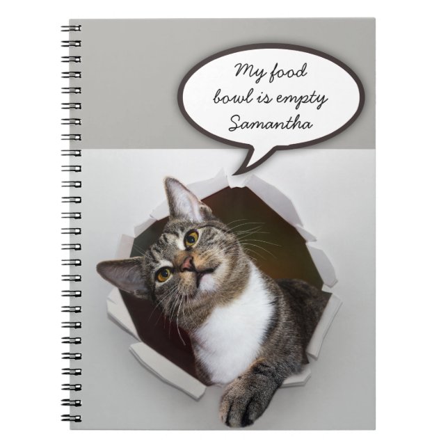 Caderno Espiral Engraçado Interromper Mensagem Personalizada Cat (Frente)