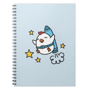 Caderno Espiral Engraçado Jetpack Chicken Design