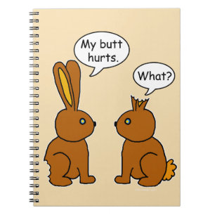 Caderno Espiral Engraçado meu bumbum fere coelhos Brown