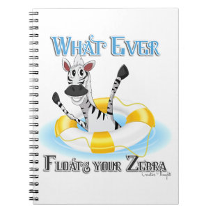 Caderno Espiral Engraçado o que flutuar em sua zebra