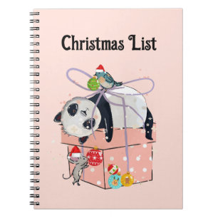 Caderno Espiral Engraçado Panda, Notebook Espiral da Lista de Nata
