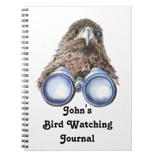 Caderno Espiral Engraçado Pássaro Personalizado Observando Diário
