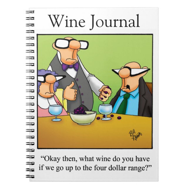 Caderno Espiral Engraçado presente no Diário de humor do vinho (Frente)