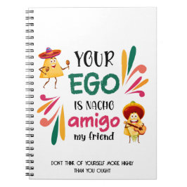 Caderno Espiral Engraçado, seu EGO é o texto personalizado NACHO A