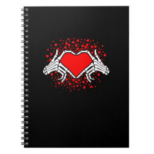 Caderno Espiral Engraçado Skeleton Dia de os namorados do coração