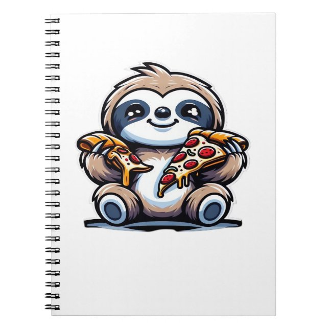Caderno Espiral Engraçado Sloth comendo Pizza, Amante de os animai (Frente)