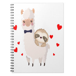Caderno Espiral Engraçado Sloth Riding Lama Shirt Engraçado Alpa