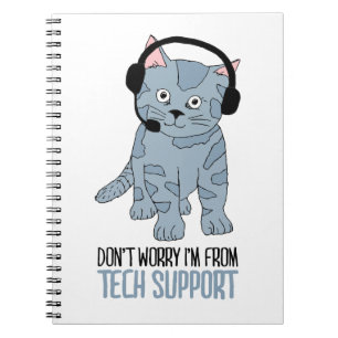 Caderno Espiral Engraçado Sorrir o Suporte Técnico da Cat Epic Sar