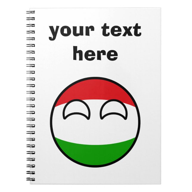 Caderno Espiral Engraçado Tending Geeky Hungria Countryball (Frente)