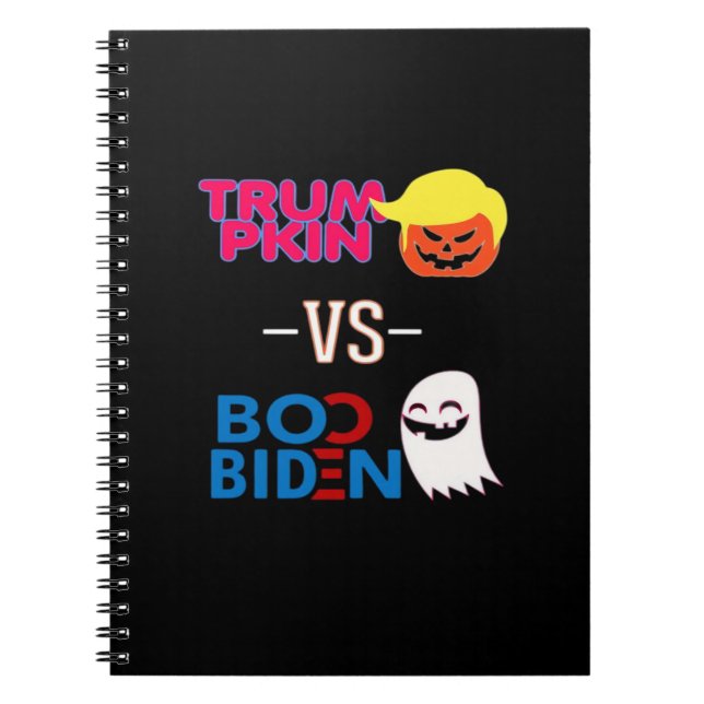 Caderno Espiral Engraçado Trumpkin Vs Boo Biden Design Classe Hall (Frente)