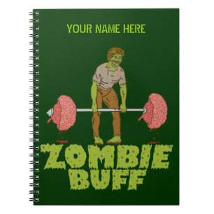 Caderno Espiral Engraçado Zombie Buff Levantador de Peso