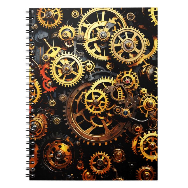 Caderno Espiral Engrenagens de Relógio Steampunk 1004 (Frente)