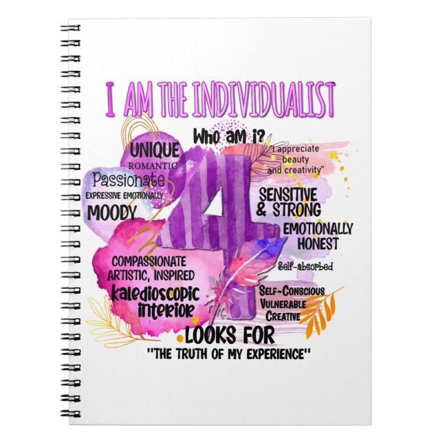 Caderno Espiral Enneagram Tipo 4 - Sou O Indivíduo (Frente)