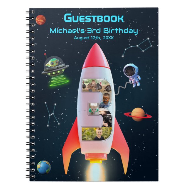 Caderno Espiral Enorme Três | Livro de Convidado do Rocket Space a (Frente)