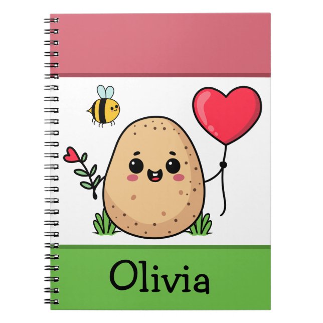 Caderno Espiral Enviado Com Amor Batata Romântica (Frente)