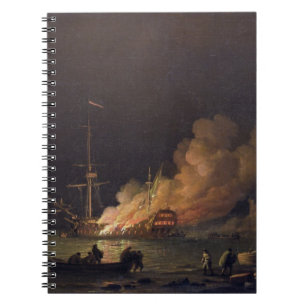 Caderno Espiral Envie no fogo na noite, c.1756 (o óleo em canvas)