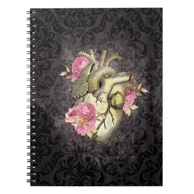 Caderno Espiral Ephemera Heart Steampunk (Frente)