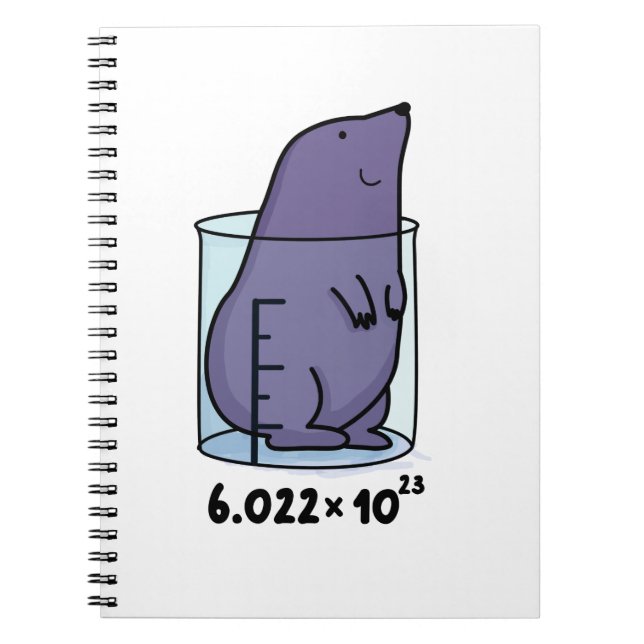 Caderno Espiral Equação do Mol Molinho Fofo num Pun com Béquer (Frente)