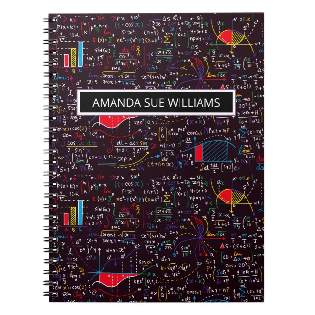 Caderno Espiral Equação Matemática / Física - Seu Nome /Monograma (Frente)