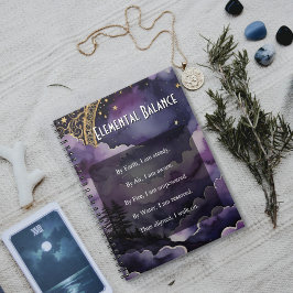 Caderno Espiral Equilíbrio Elemental Oração Pagã Céu Noturno Roxo