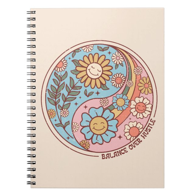 Caderno Espiral Equilíbrio sobre Hustle - Boho (Frente)
