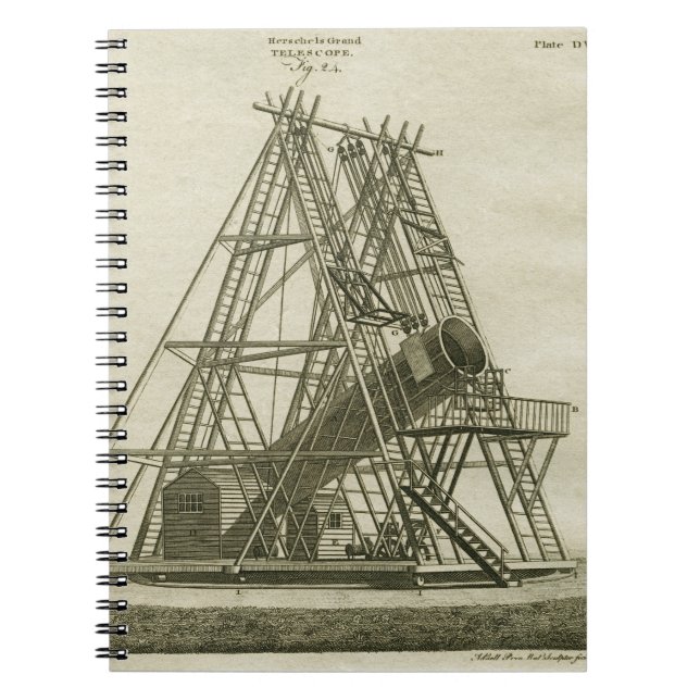 Caderno Espiral EQUIPAMENTO CIENTÍFICO Antiquado Telescópio DO SÉC (Frente)