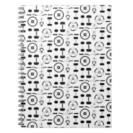 Caderno Espiral Equipamento de Gym Negro Minimalista