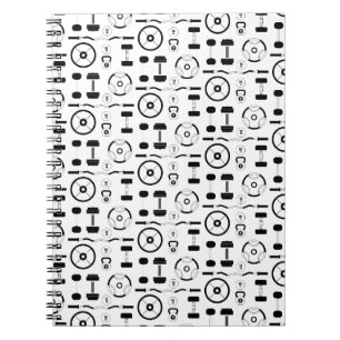 Caderno Espiral Equipamento de Gym Negro Minimalista