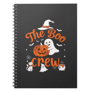 Caderno Espiral Equipe Boo Fantasma Abóbora Gato Branco Chapéu de 