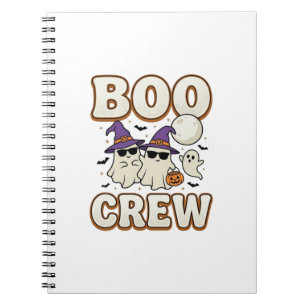 Caderno Espiral Equipe Boo Fantasma Halloween Design Vetorial Vint