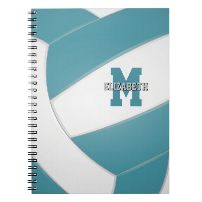 Caderno Espiral equipe branca de teal colorido voleibol feminino (Frente)