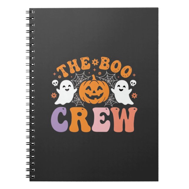 Caderno Espiral Equipe de Arrepantar do Halloween Fantasma Abóbora (Frente)
