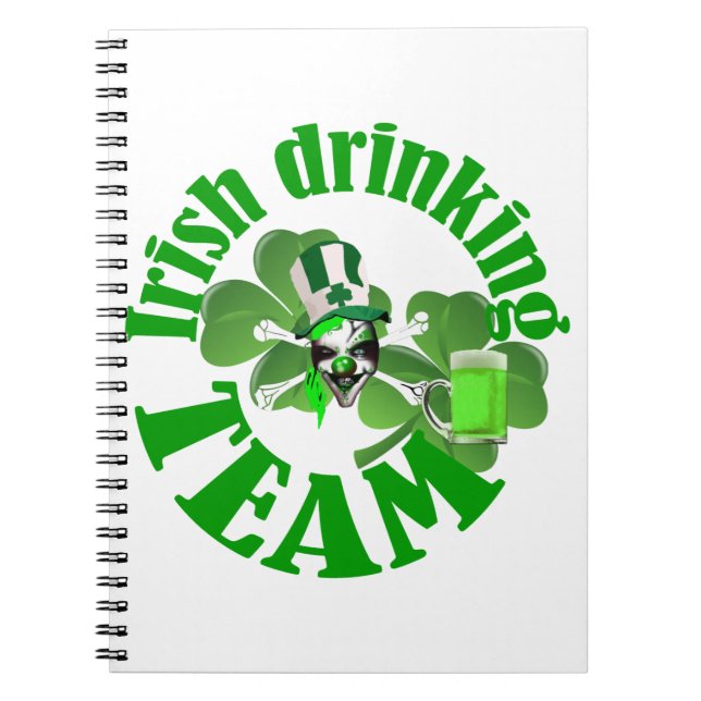 Caderno Espiral Equipe de bebendo irlandesa (Frente)