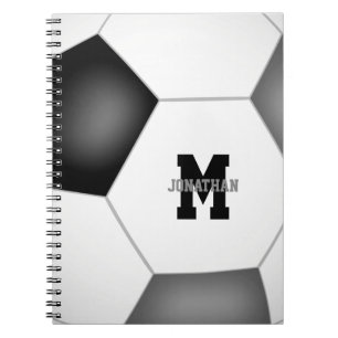 Caderno Espiral equipe de cinzas preta cores jogador de futebol ma