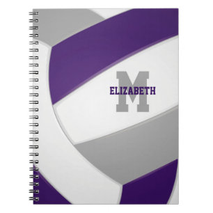 Caderno Espiral Equipe de cinzas roxa coloração voleibol feminino